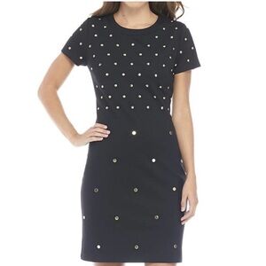 MICHAEL MICHAEL KORS BLACK DRESS WITH METAL RIVET DETAIL WOMENS MEDIUM NWT